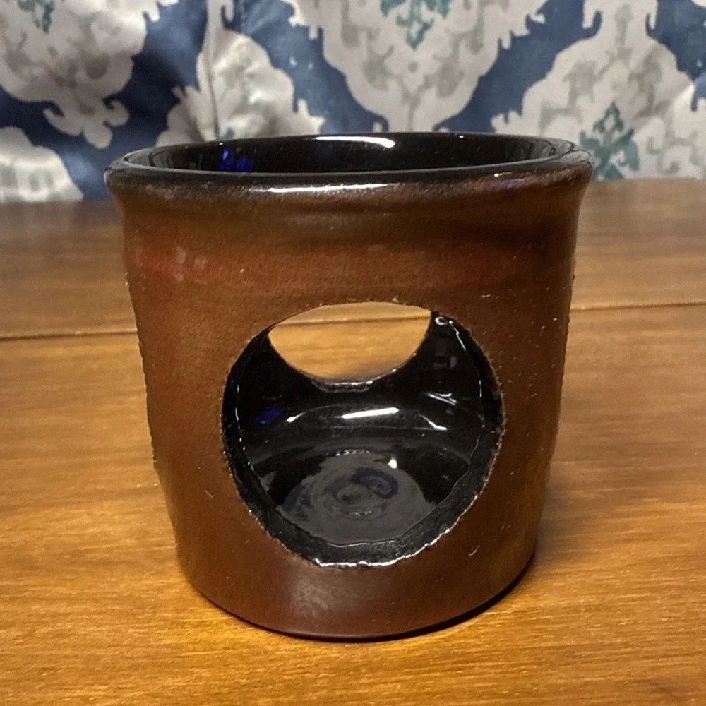 Vintage‎ Terra-cotta tea light candle holder 1992 Red/ Black
